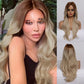 Ladies Gradient White Gold Long Curly Hair Wig