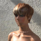 Short Hair Wigs, Brown Highlights, Golden Hair