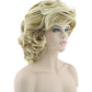 High temperature silk curly wigs European and American golden short hair wigs